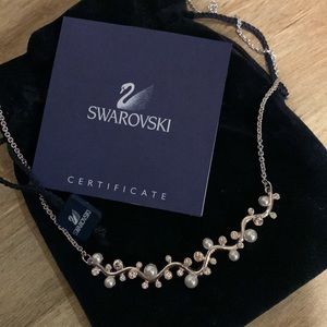 NEW Swarovski Silvertone Pearl & Crystal Necklace